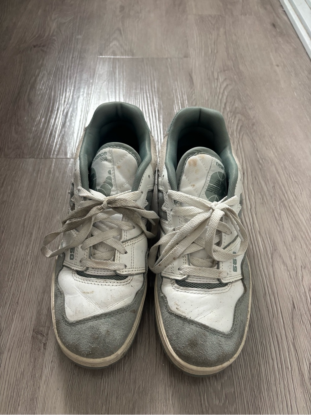 New Balance 550 Sage Green and White Athletic Sneakers